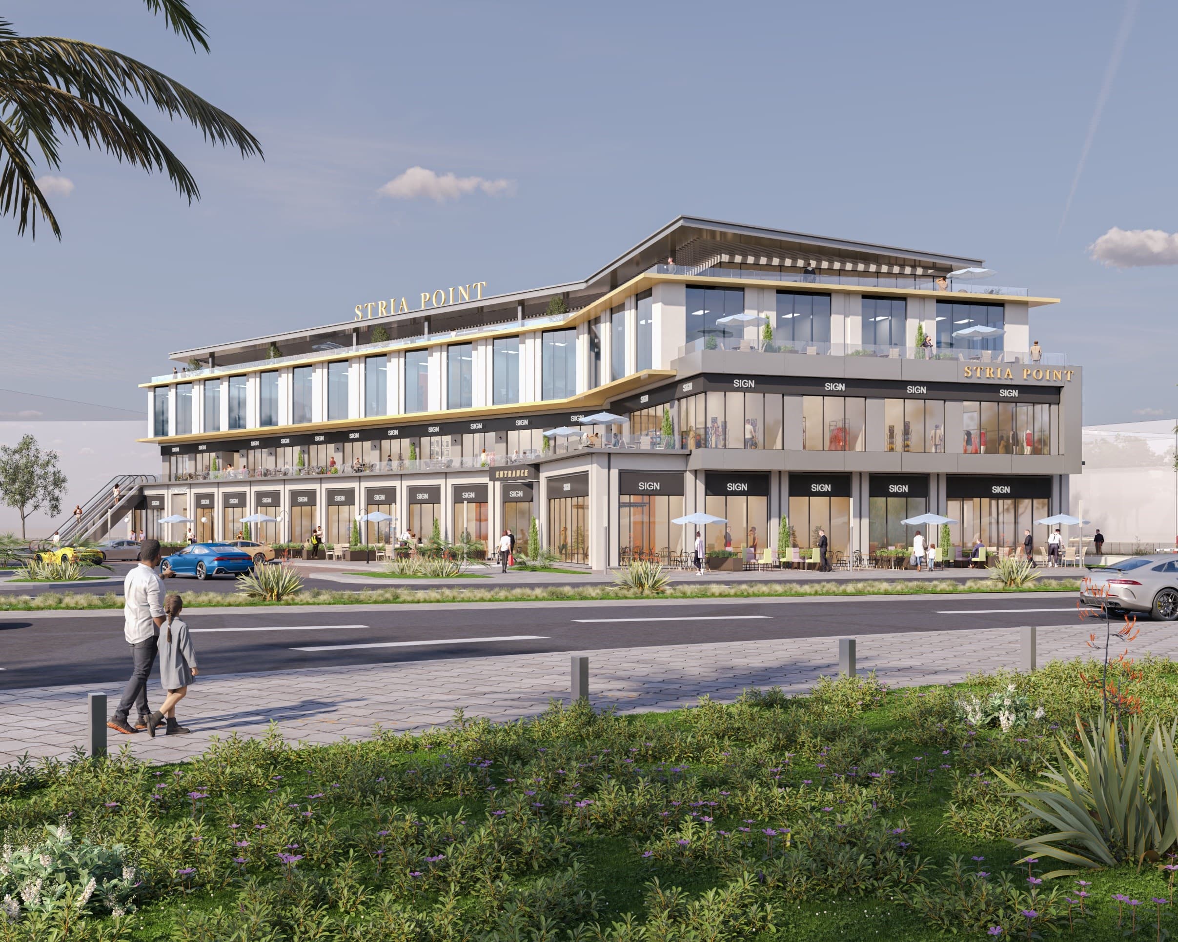 Architectural visualization of STRIA Point's main façade